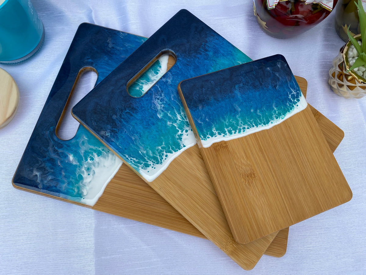 Bamboo Surfboard Serving Board - Blue