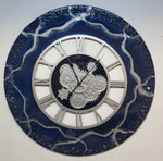 Blue Silver Ocean Motion Clock