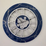 Blue Silver Ocean Motion Clock