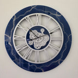 Blue Silver Ocean Motion Clock
