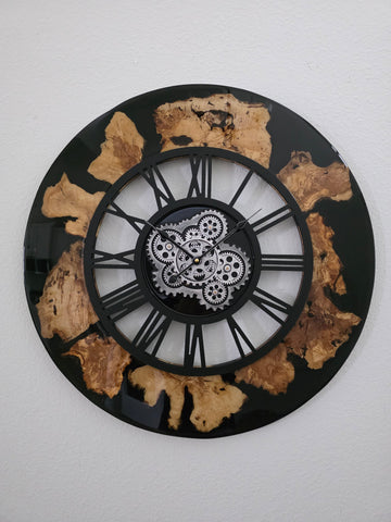 Olive Wood Motion Artisan Clock