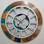 Olive Wood Motion Artisan Clock