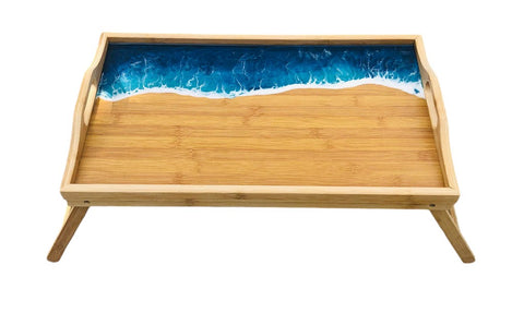 Bamboo Ocean Breakfast Tray - Turquise/Navy Ocean