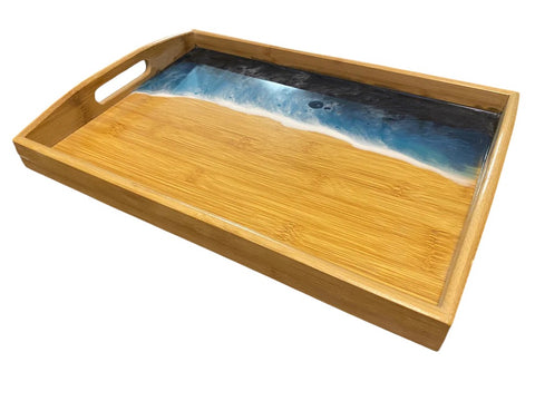 Bamboo Ocean Serving Tray - Turquise/Navy Ocean